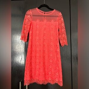 Salmon pink lace dress bcbg